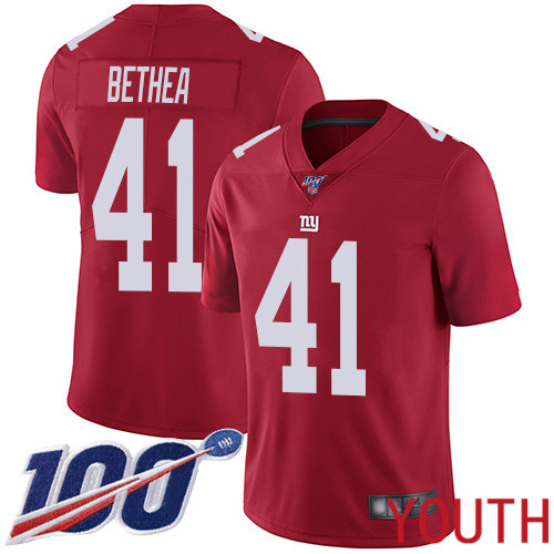 Youth New York Giants #41 Antoine Bethea Red Limited Red Inverted Legend 100th Season Football NFL Jersey->youth nfl jersey->Youth Jersey